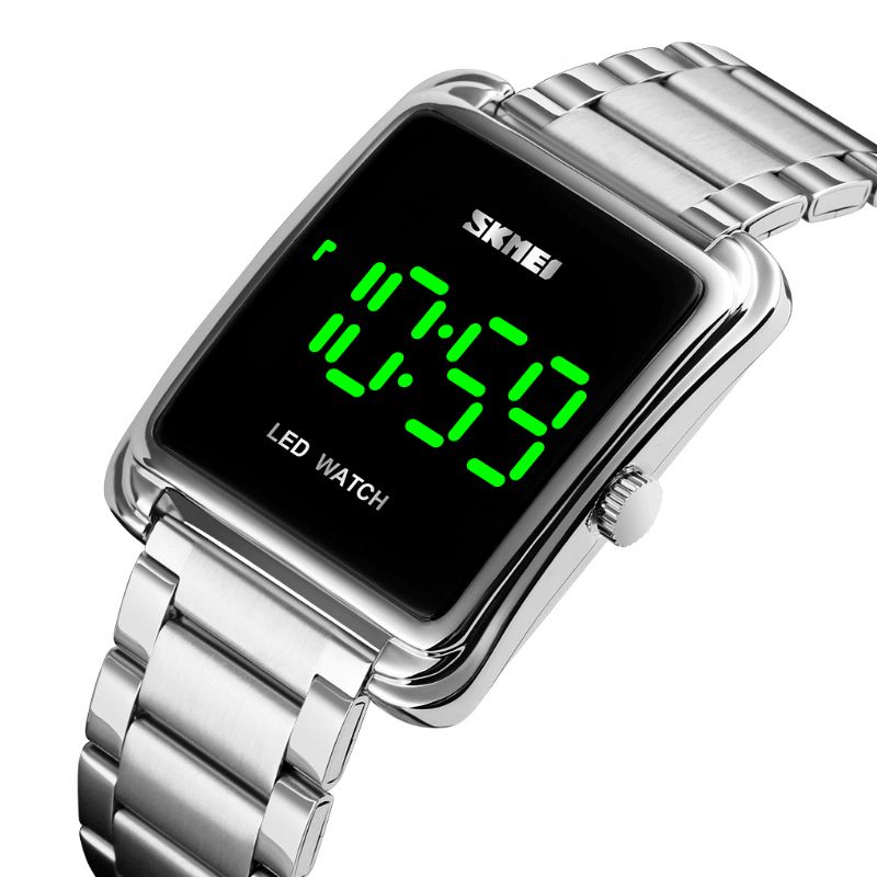 Skmei 1505 Codzienne Luminous Date Display Wodoodporny Pasek Led Ze Stali Nierdzewnej Moda Damskie Digital Watch