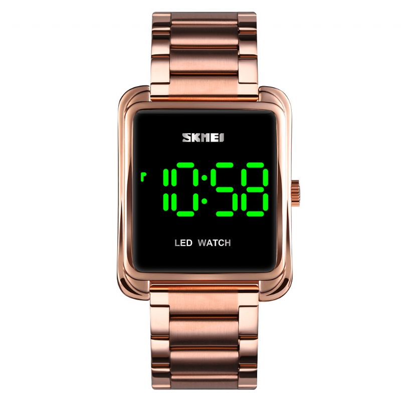 Skmei 1505 Codzienne Luminous Date Display Wodoodporny Pasek Led Ze Stali Nierdzewnej Moda Damskie Digital Watch