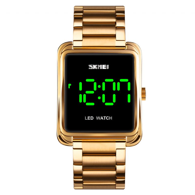 Skmei 1505 Codzienne Luminous Date Display Wodoodporny Pasek Led Ze Stali Nierdzewnej Moda Damskie Digital Watch