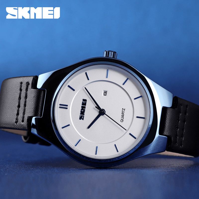 Skmei 1575 Ultra Thin Codzienne Style Męskie Wrist Zegarek Wyświetlacz Daty Wodoodporny Zegarek Kwarcowy