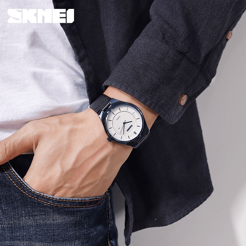 Skmei 1575 Ultra Thin Codzienne Style Męskie Wrist Zegarek Wyświetlacz Daty Wodoodporny Zegarek Kwarcowy