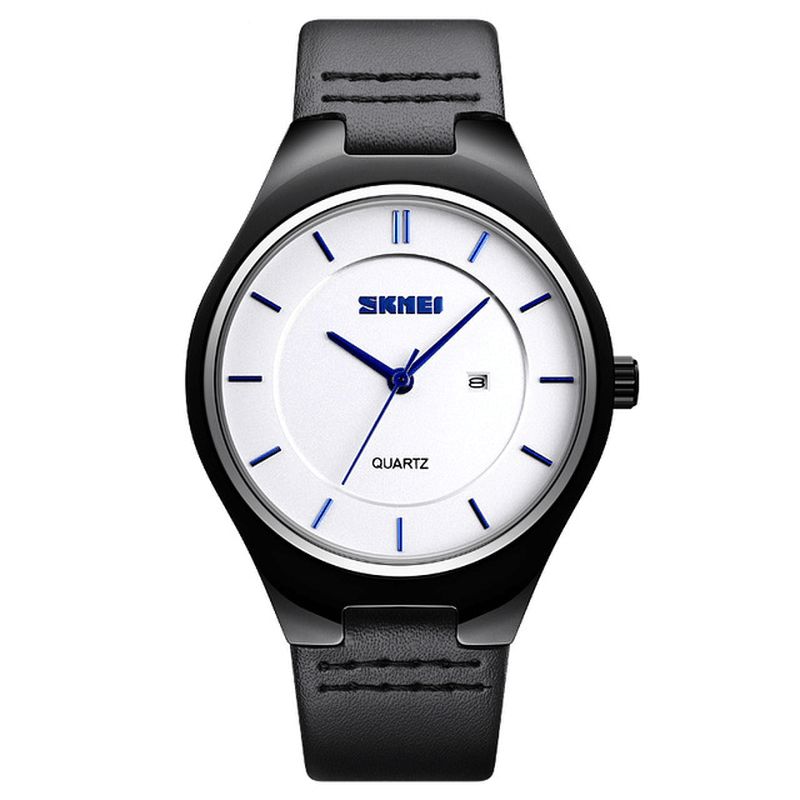 Skmei 1575 Ultra Thin Codzienne Style Męskie Wrist Zegarek Wyświetlacz Daty Wodoodporny Zegarek Kwarcowy