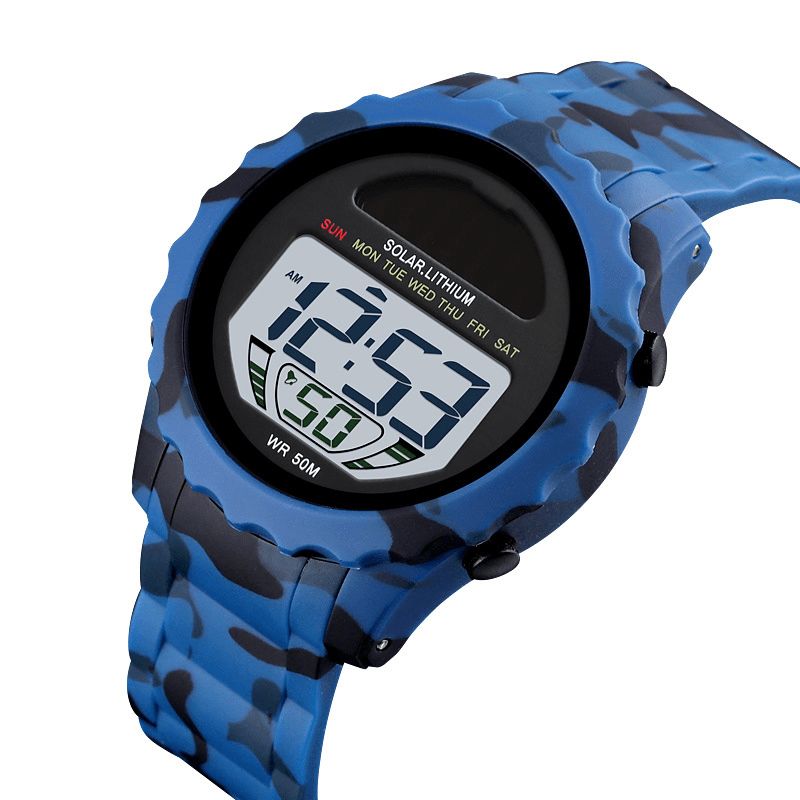 Skmei 1585 Wodoodporny Zegarek Cyfrowy Led Chronograph Alarm Camouflage Męskie Outdoor Watch