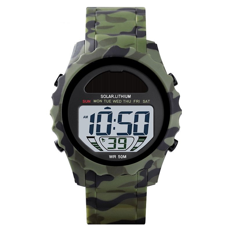 Skmei 1585 Wodoodporny Zegarek Cyfrowy Led Chronograph Alarm Camouflage Męskie Outdoor Watch