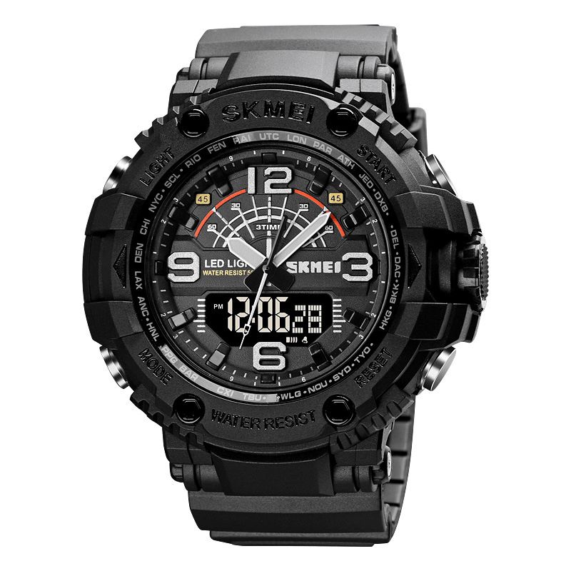 Skmei 1617 Led Light Sport Męskie Cyfrowy Zegarek 5Atm Wodoodporny Stoper Camouflage Dual Display Watch