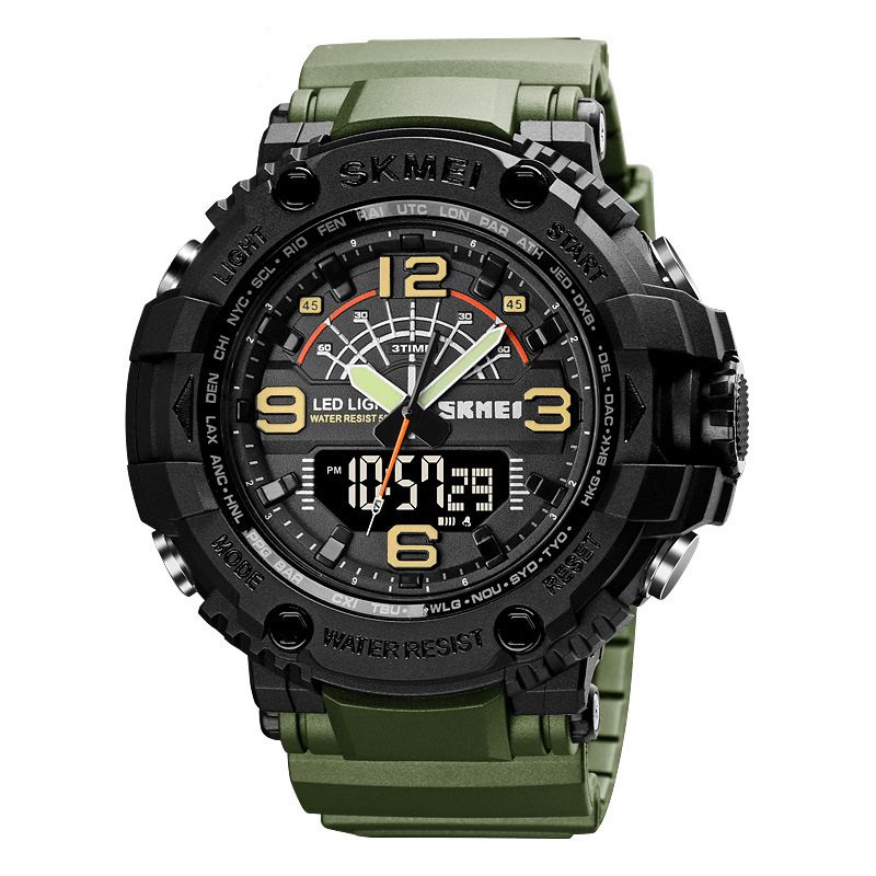 Skmei 1617 Led Light Sport Męskie Cyfrowy Zegarek 5Atm Wodoodporny Stoper Camouflage Dual Display Watch