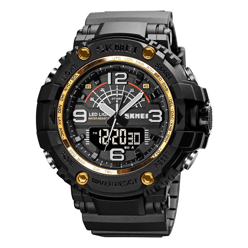 Skmei 1617 Led Light Sport Męskie Cyfrowy Zegarek 5Atm Wodoodporny Stoper Camouflage Dual Display Watch