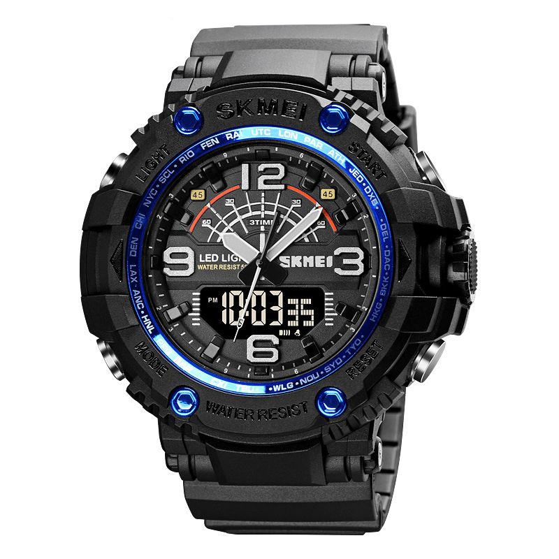 Skmei 1617 Led Light Sport Męskie Cyfrowy Zegarek 5Atm Wodoodporny Stoper Camouflage Dual Display Watch