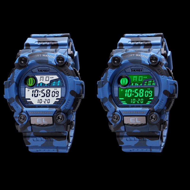 Skmei 1633 Chronograf Sportowy Zegarek Męski Luminous Display Wodoodporny Zegarek Cyfrowy Led