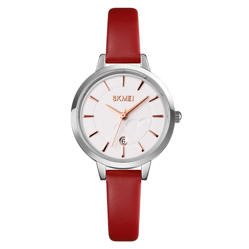 Skmei 1705 Prosty Zegarek Damski Kreatywna Tarcza Z Wyświetlaczem Daty Skórzany Pasek Moda Lady Quartz Watch