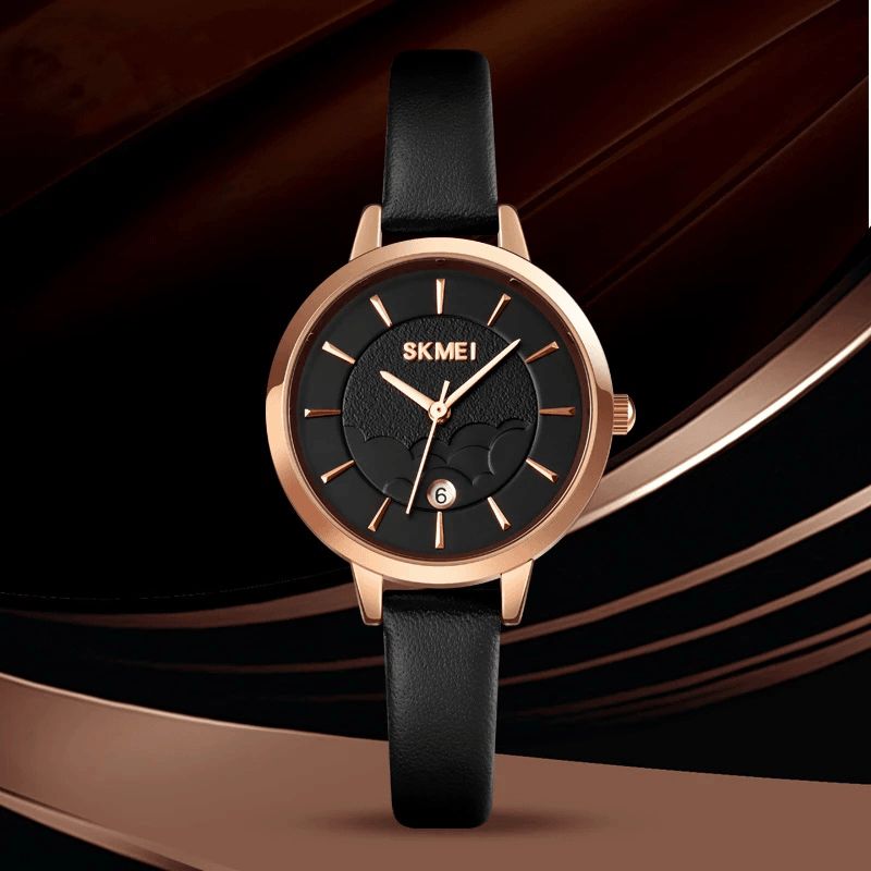 Skmei 1705 Prosty Zegarek Damski Kreatywna Tarcza Z Wyświetlaczem Daty Skórzany Pasek Moda Lady Quartz Watch