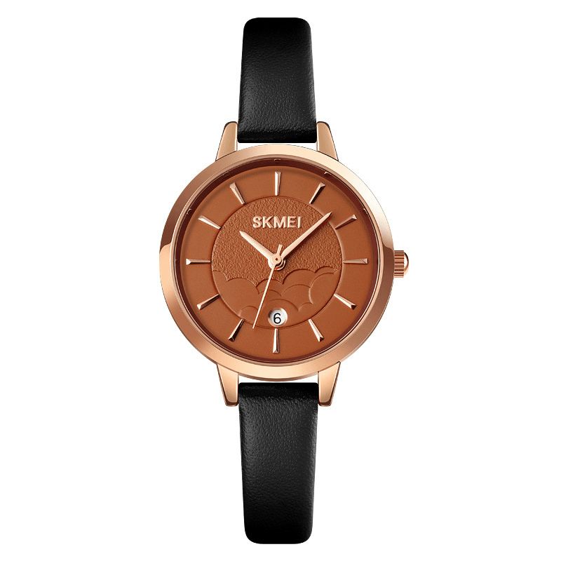 Skmei 1705 Prosty Zegarek Damski Kreatywna Tarcza Z Wyświetlaczem Daty Skórzany Pasek Moda Lady Quartz Watch