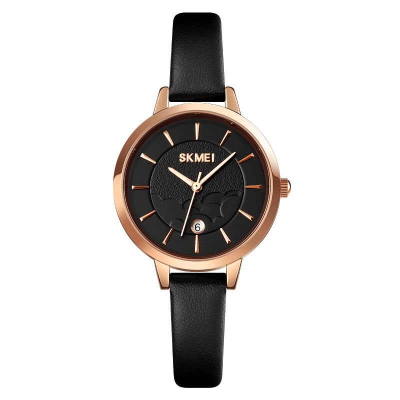 Skmei 1705 Prosty Zegarek Damski Kreatywna Tarcza Z Wyświetlaczem Daty Skórzany Pasek Moda Lady Quartz Watch