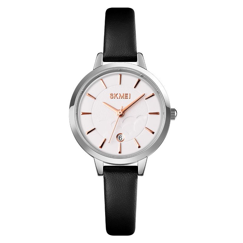 Skmei 1705 Prosty Zegarek Damski Kreatywna Tarcza Z Wyświetlaczem Daty Skórzany Pasek Moda Lady Quartz Watch