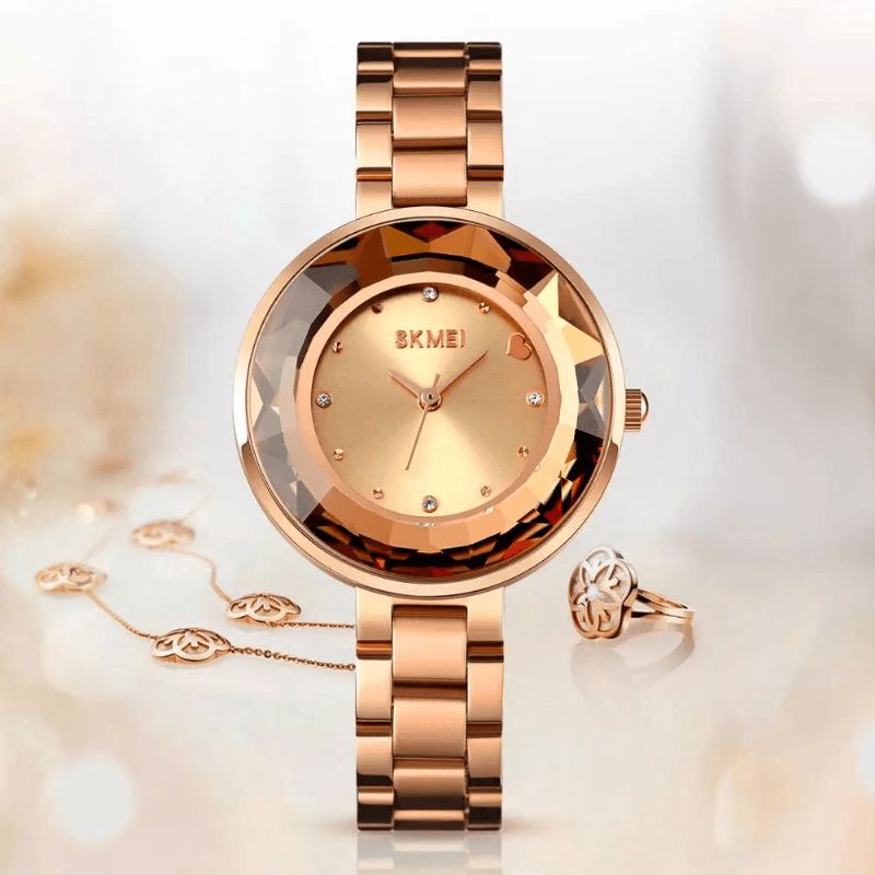 Skmei 1707 Moda Damskie Zegarek Trójwymiarowe Lustro Do Cięcia Proste Małe Tarcze Lady Quartz Watch