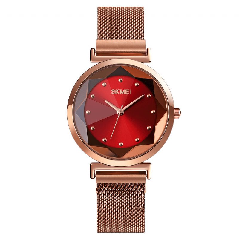 Skmei 1709 Moda Damskie Zegarek Stereoskopowe Lusterko Tnące Mała Tarcza Pasek Ze Stali Nierdzewnej Lady Quartz Watch