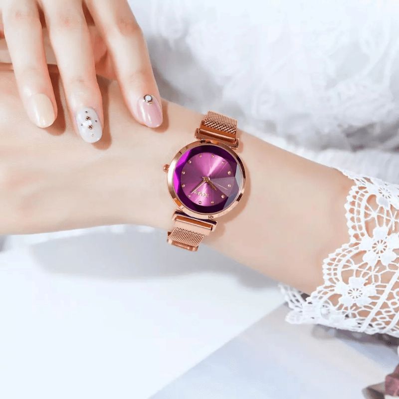 Skmei 1709 Moda Damskie Zegarek Stereoskopowe Lusterko Tnące Mała Tarcza Pasek Ze Stali Nierdzewnej Lady Quartz Watch