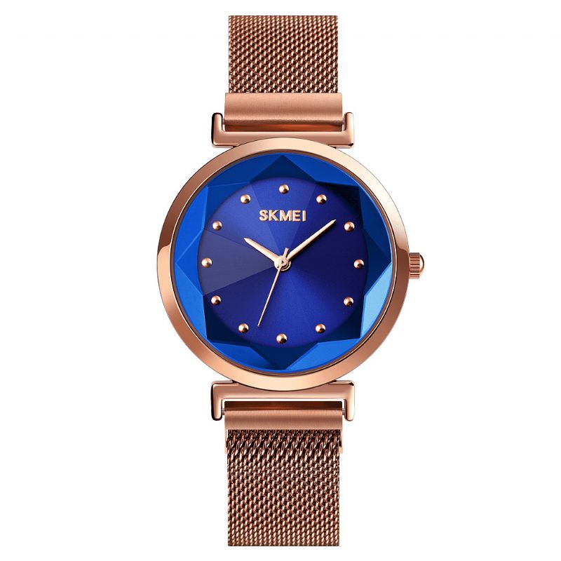 Skmei 1709 Moda Damskie Zegarek Stereoskopowe Lusterko Tnące Mała Tarcza Pasek Ze Stali Nierdzewnej Lady Quartz Watch