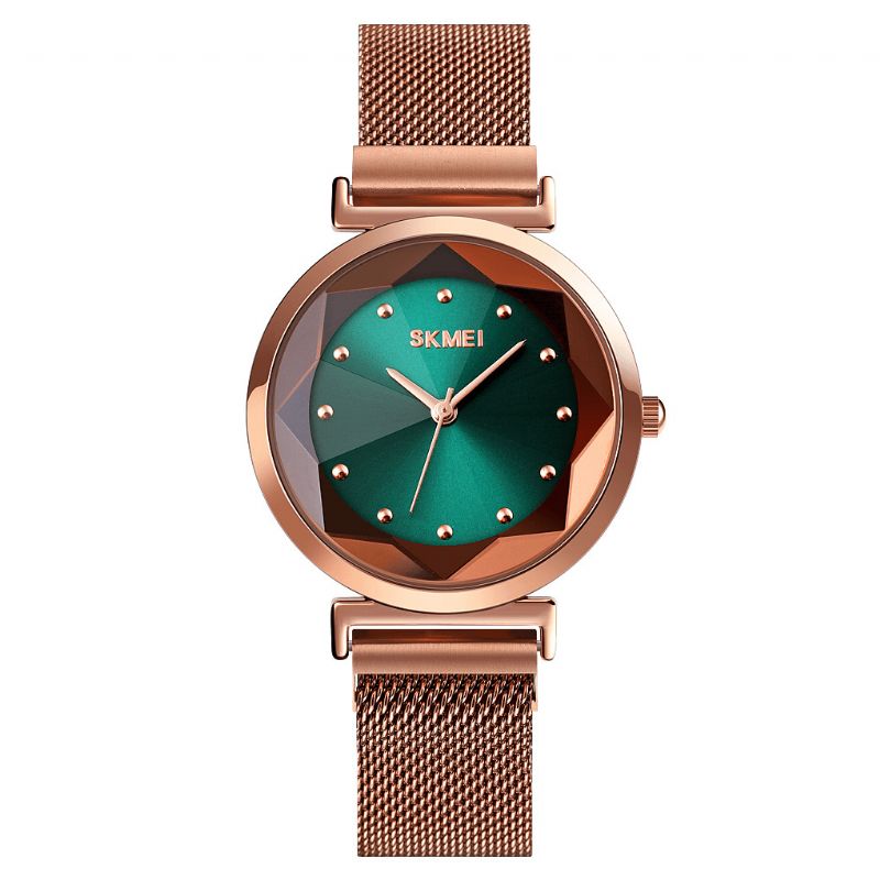 Skmei 1709 Moda Damskie Zegarek Stereoskopowe Lusterko Tnące Mała Tarcza Pasek Ze Stali Nierdzewnej Lady Quartz Watch