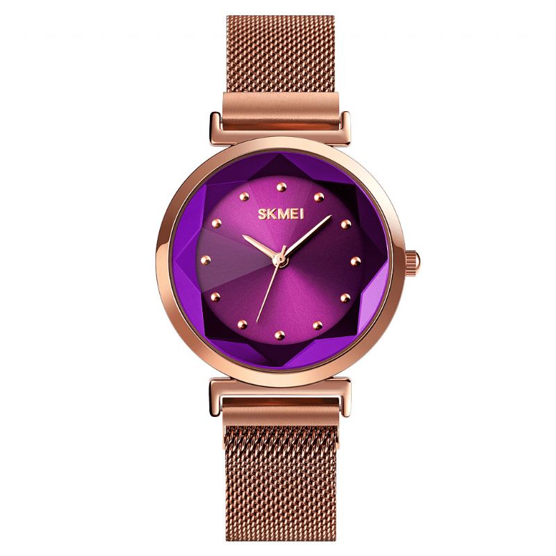 Skmei 1709 Moda Damskie Zegarek Stereoskopowe Lusterko Tnące Mała Tarcza Pasek Ze Stali Nierdzewnej Lady Quartz Watch