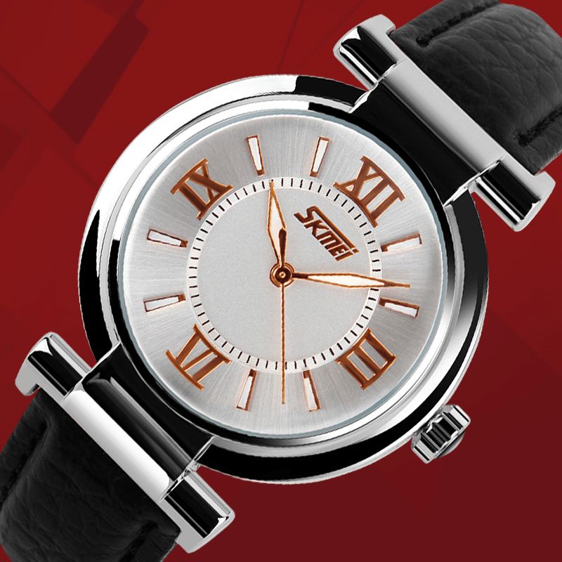 Skmei Moda Damskie Zegarek Wodoodporny Skórzany Pasek Codzienne Quartz Watch