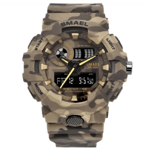 Smael 8001 Cyfrowy Zegarek Kamuflaż Militray Podwójny Wyświetlacz Mężczyźni Sport Outdoor Wrist Watch