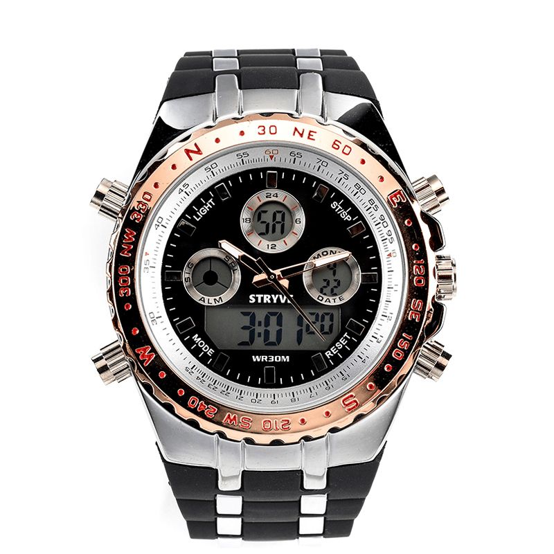 Stryve S8002 Podwójny Wyświetlacz Cyfrowy Zegarek Luminous Chronograph Stoper Kalendarz Alarm Outdoor Watch