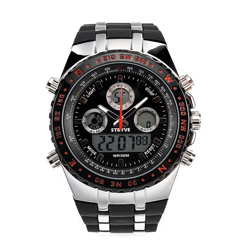 Stryve S8002 Podwójny Wyświetlacz Cyfrowy Zegarek Luminous Chronograph Stoper Kalendarz Alarm Outdoor Watch