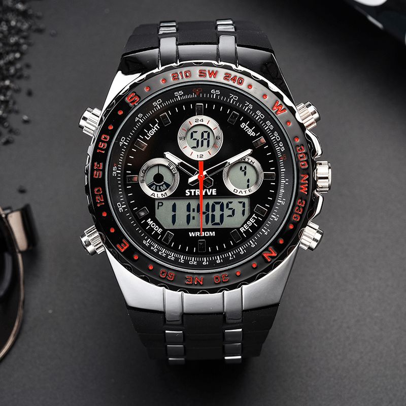 Stryve S8002 Podwójny Wyświetlacz Cyfrowy Zegarek Luminous Chronograph Stoper Kalendarz Alarm Outdoor Watch