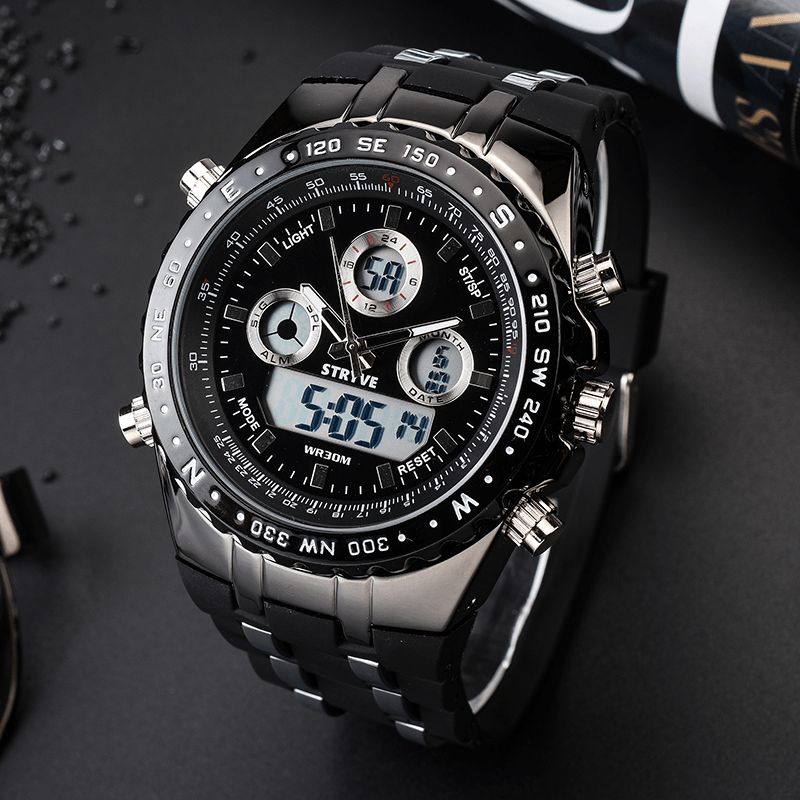 Stryve S8002 Podwójny Wyświetlacz Cyfrowy Zegarek Luminous Chronograph Stoper Kalendarz Alarm Outdoor Watch