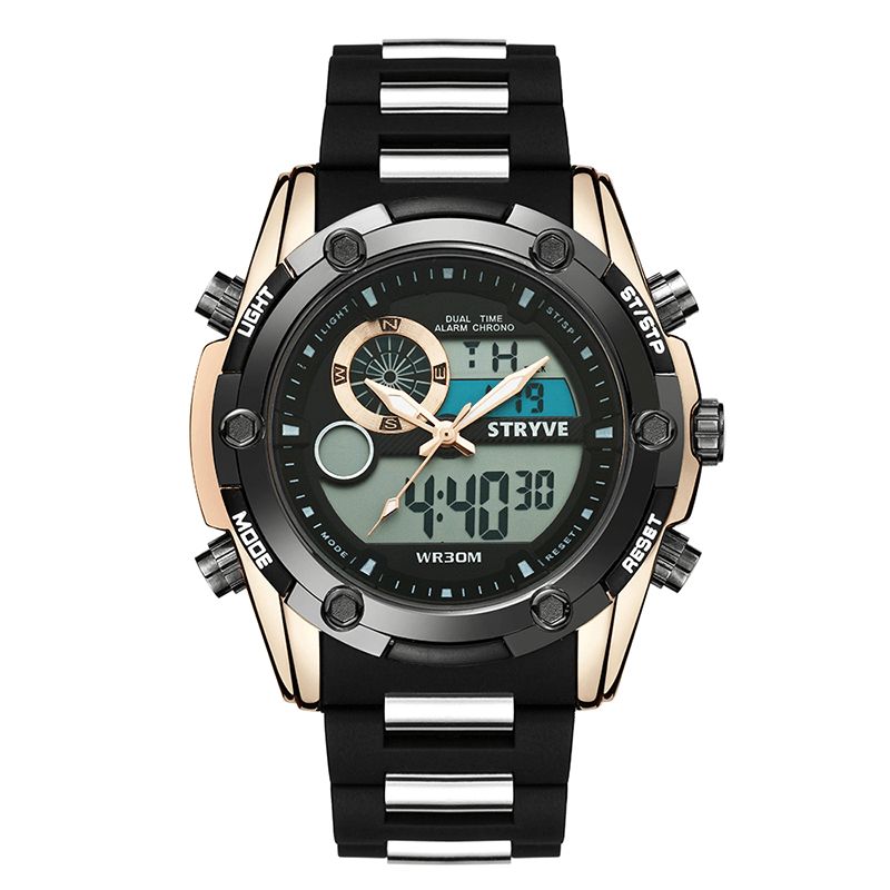 Stryve S8006 Podwójny Wyświetlacz Cyfrowy Zegarek Chronograf Alarm Stoper Luminous Display Sport Watch