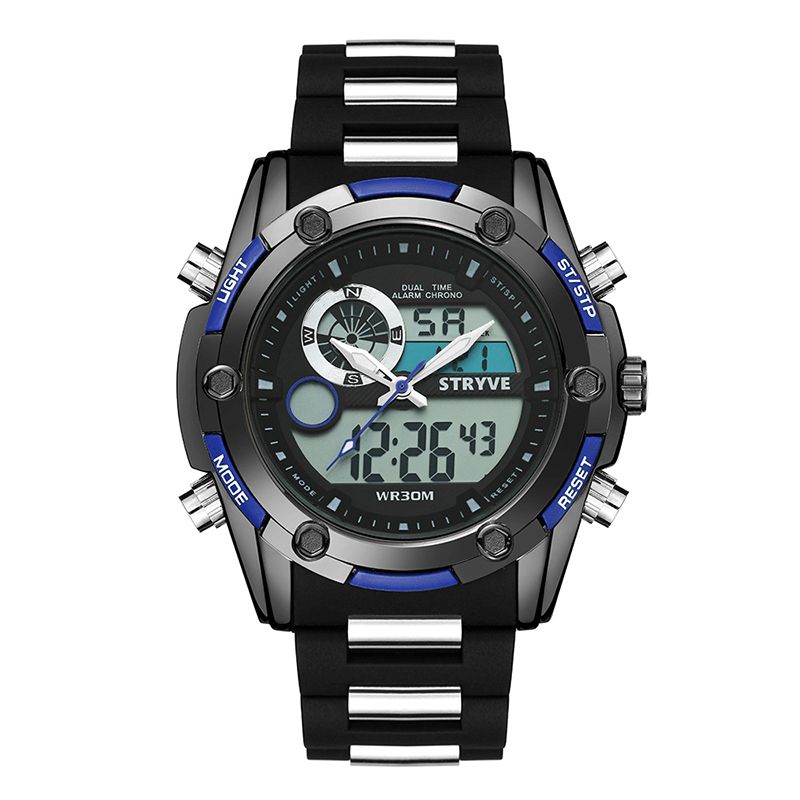 Stryve S8006 Podwójny Wyświetlacz Cyfrowy Zegarek Chronograf Alarm Stoper Luminous Display Sport Watch