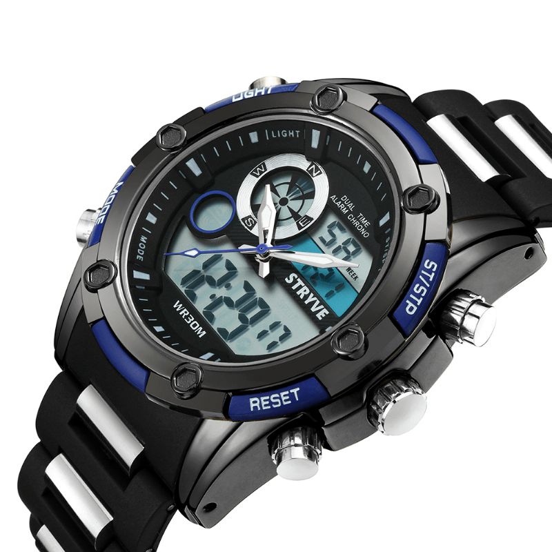 Stryve S8006 Podwójny Wyświetlacz Cyfrowy Zegarek Chronograf Alarm Stoper Luminous Display Sport Watch