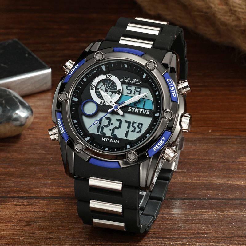 Stryve S8006 Podwójny Wyświetlacz Cyfrowy Zegarek Chronograf Alarm Stoper Luminous Display Sport Watch