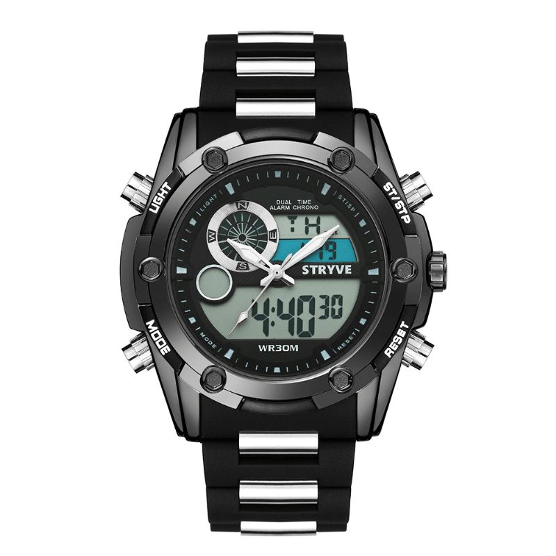 Stryve S8006 Podwójny Wyświetlacz Cyfrowy Zegarek Chronograf Alarm Stoper Luminous Display Sport Watch