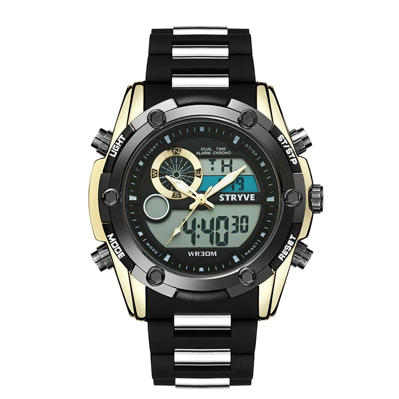 Stryve S8006 Podwójny Wyświetlacz Cyfrowy Zegarek Chronograf Alarm Stoper Luminous Display Sport Watch