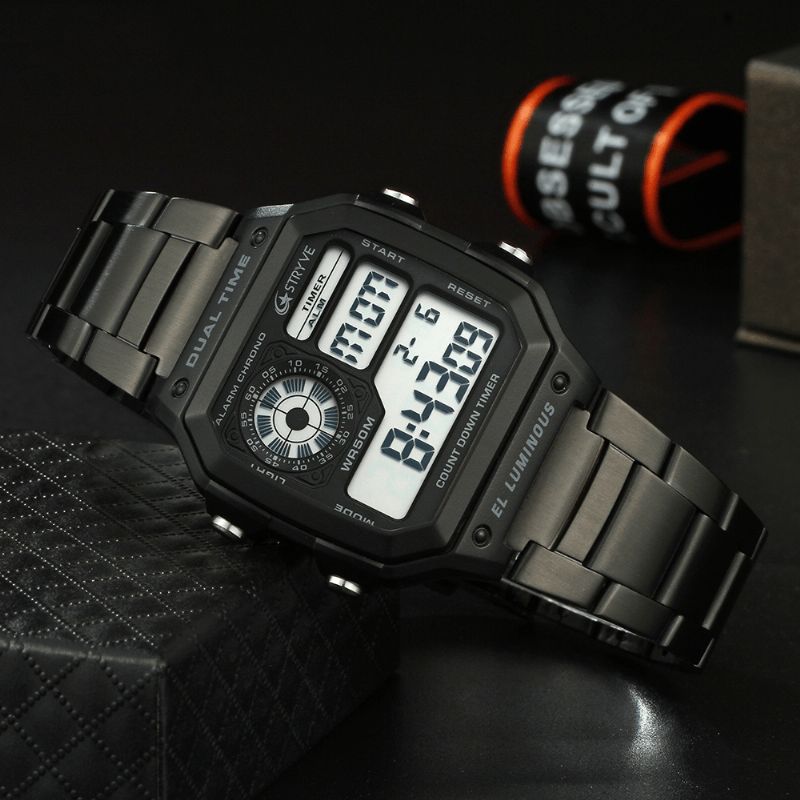 Stryve S8007 Luminous Display Alarm Data Tydzień Wyświetlacz Odliczanie Męskie Sport Cyfrowy Zegarek