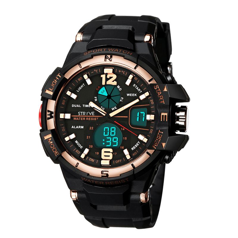 Stryve S8012 Chronograf Luminous Week Display Wodoodporny Męski Zegarek Sportowy Z Podwójnym Wyświetlaczem