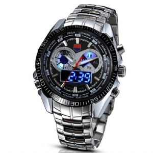 Tvg 468 Męskie Luxury Steel Band Date Luminous Display Moda Sport Dual Display Digital Watch