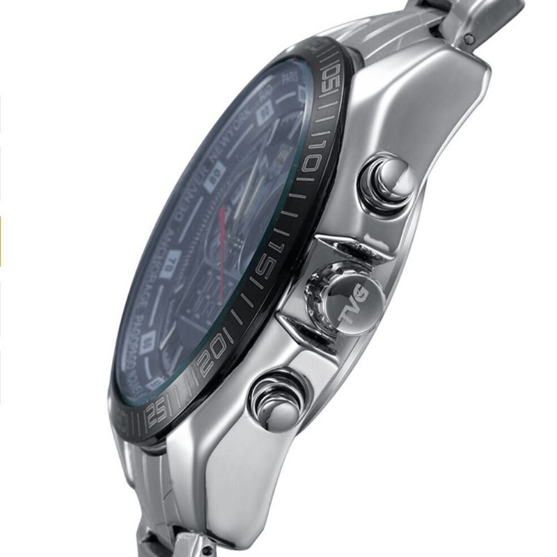 Tvg 468 Męskie Luxury Steel Band Date Luminous Display Moda Sport Dual Display Digital Watch