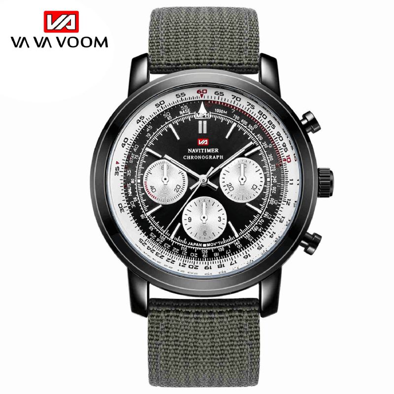 Vava Voom Va-207 Business Large Dial Prawdziwy Skórzany Pasek Chronograf Wodoodporny Męski Zegarek Kwarcowy