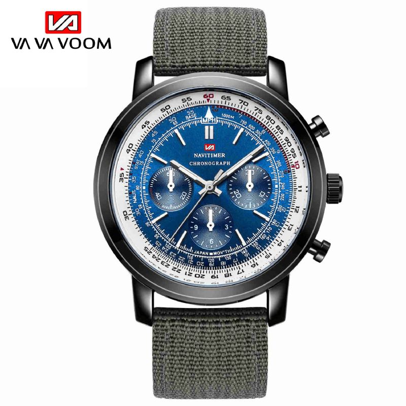 Vava Voom Va-207 Business Large Dial Prawdziwy Skórzany Pasek Chronograf Wodoodporny Męski Zegarek Kwarcowy