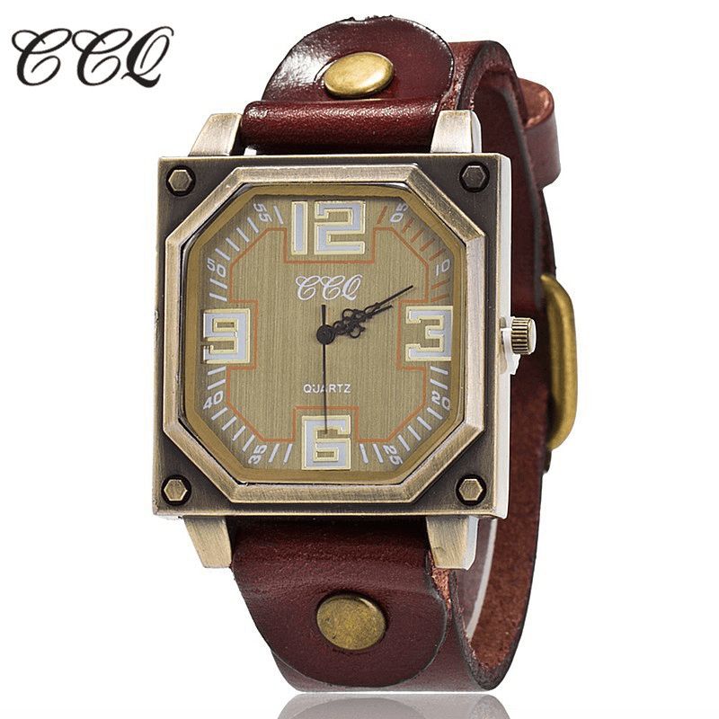 Vintage Codzienne Square Dial Regulowany Skórzany Pasek Octagon Męskie Quartz Zegarek Wristwatch