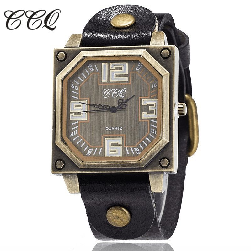 Vintage Codzienne Square Dial Regulowany Skórzany Pasek Octagon Męskie Quartz Zegarek Wristwatch