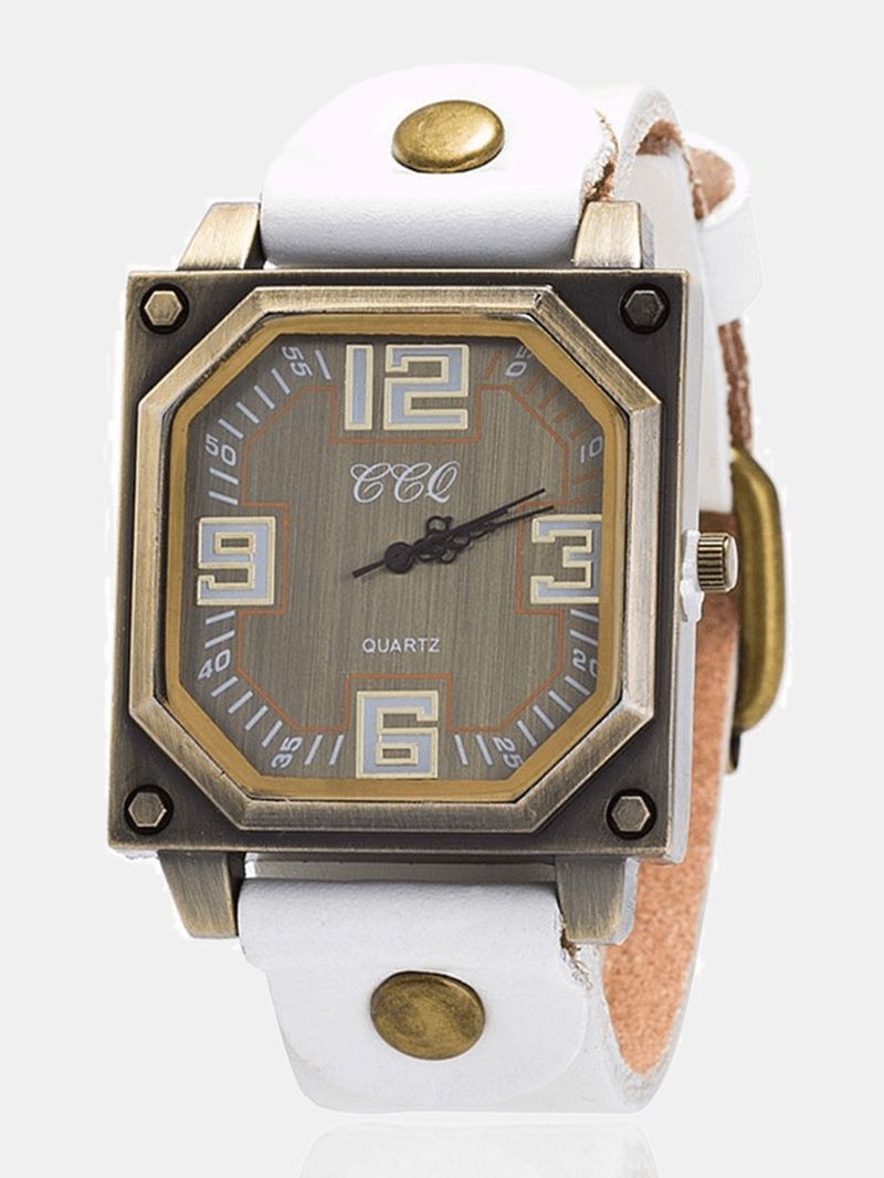 Vintage Codzienne Square Dial Regulowany Skórzany Pasek Octagon Męskie Quartz Zegarek Wristwatch