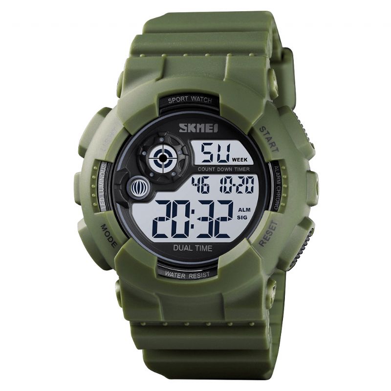 Wielofunkcyjny Męski Zegarek Abs Case 50M Wodoodporny Alarm Regulowany Pasek Pu Luminous Dive Digital Watch