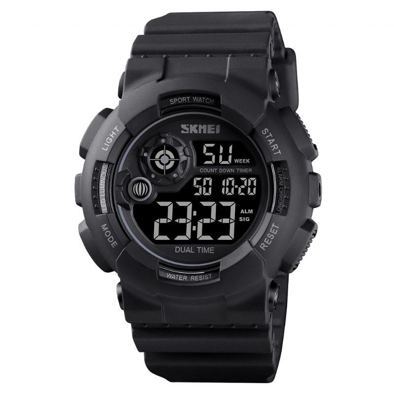 Wielofunkcyjny Męski Zegarek Abs Case 50M Wodoodporny Alarm Regulowany Pasek Pu Luminous Dive Digital Watch