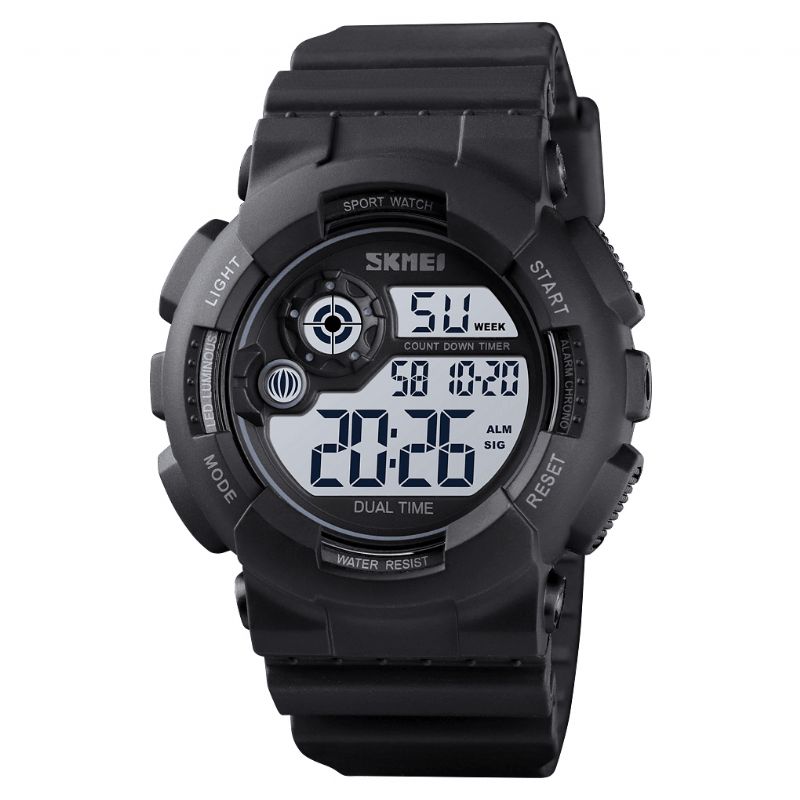 Wielofunkcyjny Męski Zegarek Abs Case 50M Wodoodporny Alarm Regulowany Pasek Pu Luminous Dive Digital Watch