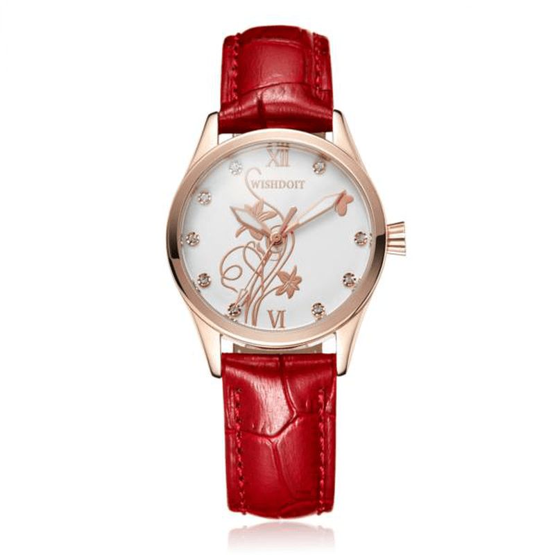 Wishdoit Wsd-005 Moda Kobiety Zegarek Kwarcowy Cyframi Rzymskimi Kwiat Żelaza Wieża Wrist Watch