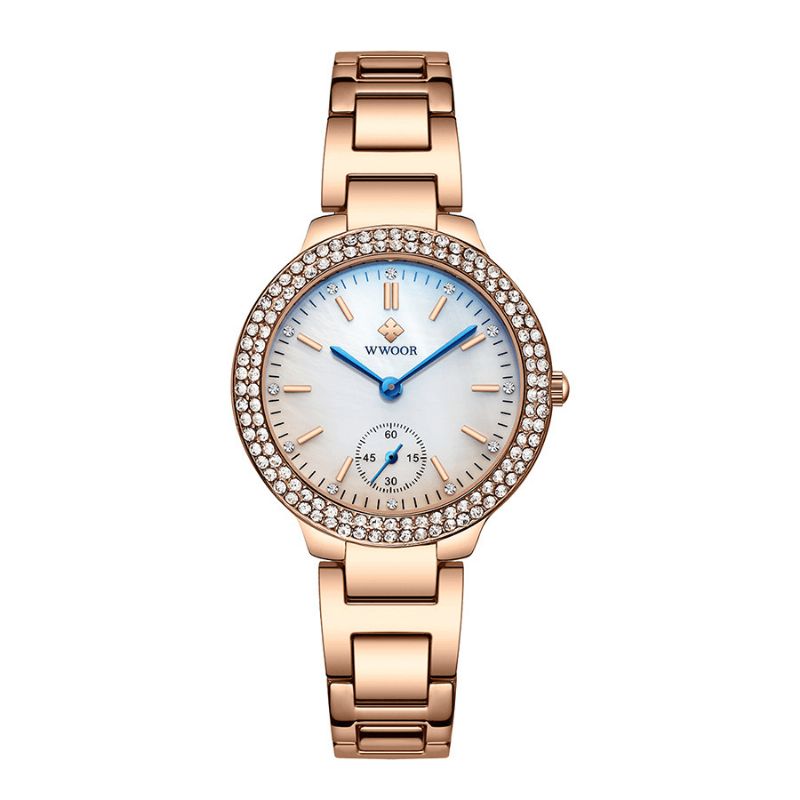 Wwoor 8854 Crystal Codzienne Style Ladies Wrist Zegarek Zegarki Kwarcowe Ze Stali Nierdzewnej